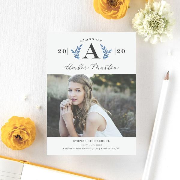 Flower print monochrome graduation announcement