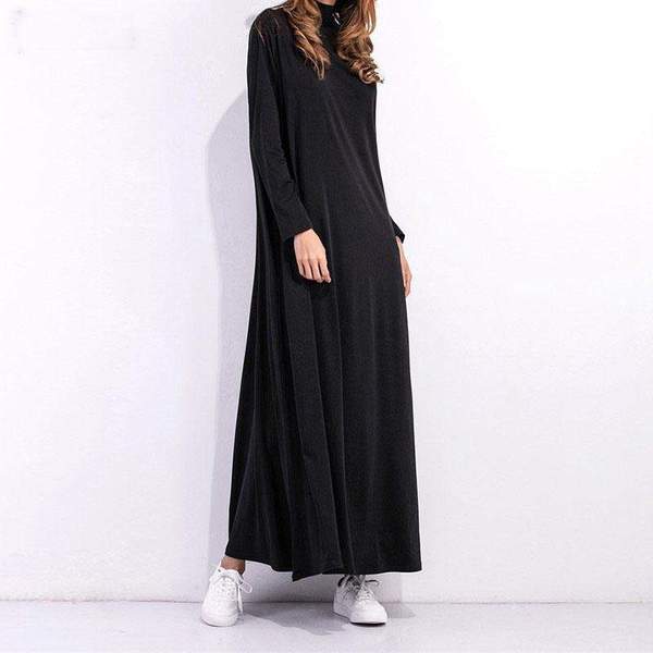 Julia Pregnant Women Oversize Turtleneck Long Sleeve Dress - Black