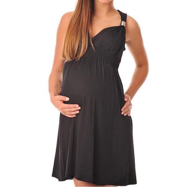 Halter Maternity Dress | Solid Colors - Black
