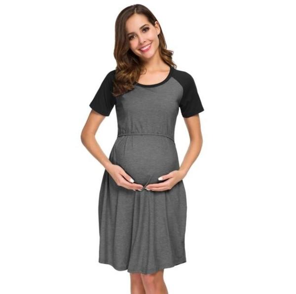 Breastfeeding Pregnancy Dress - Black
