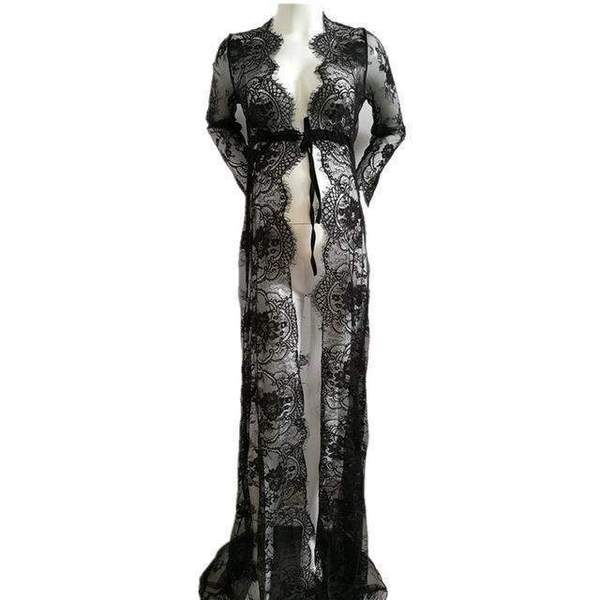 Angel Off White Maternity Gown- See Through - Black