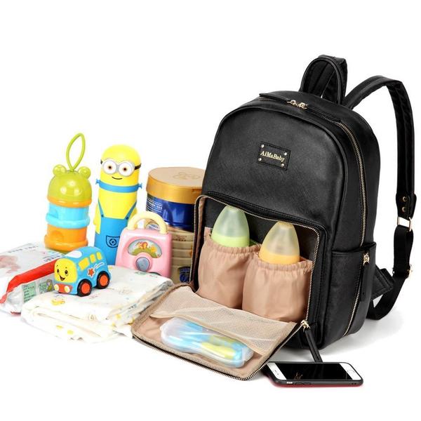 Unisex Diaper Bag - AmyandRose janet-leather-diaper-backpack-baby-bag-organizer-amyandrose