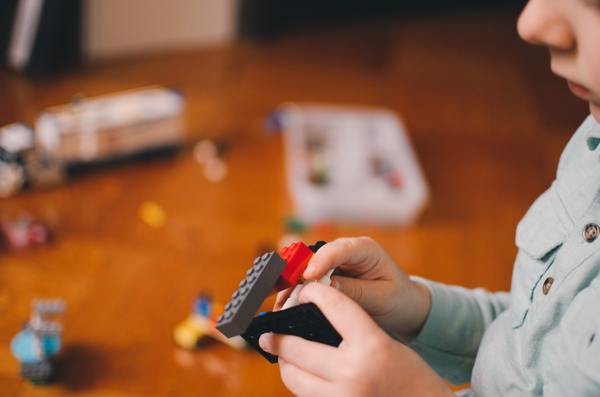 Kid playing with blocks