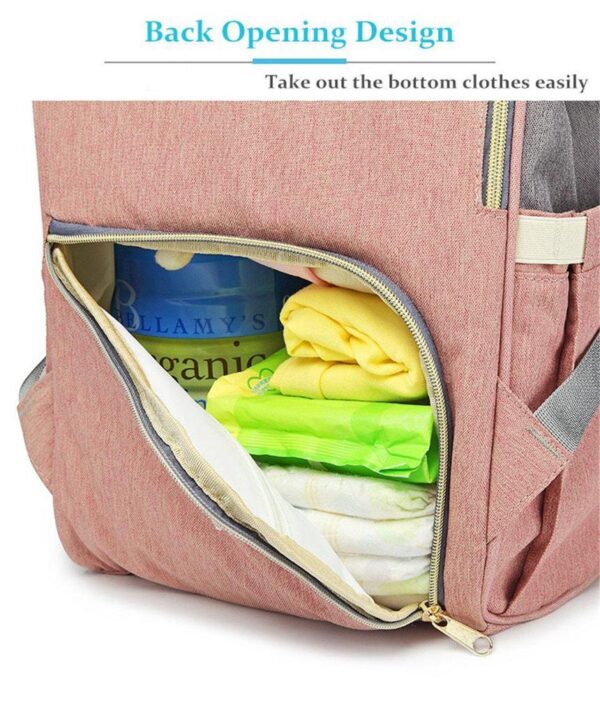 Pink and Grey Diaper Backpack Pocket