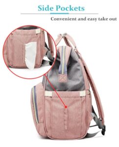 Pink and Grey Diaper Backpack Tissue Pocket