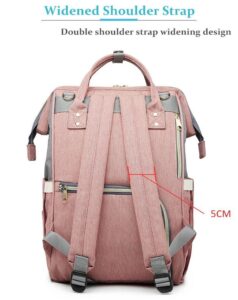 Pink and Grey Diaper Backpack Back Features