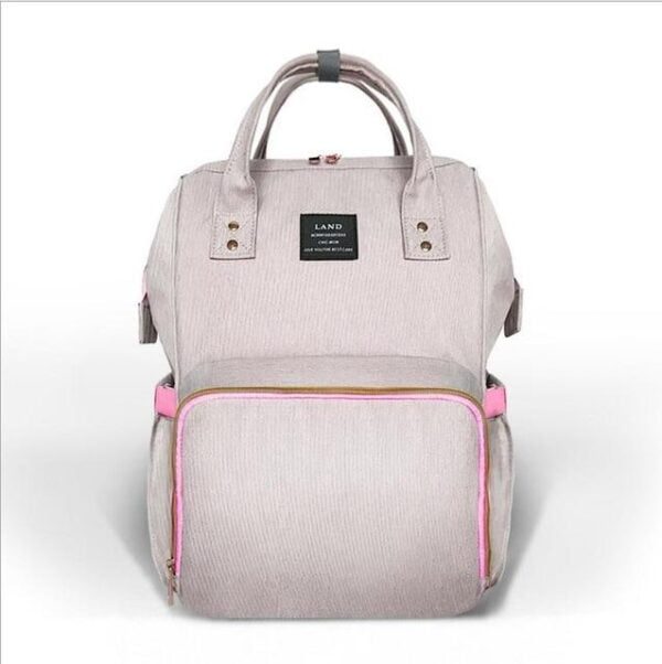 Land Diaper Backpack Bag - Gray and Pink- AmyandRose