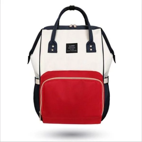 Land Diaper Backpack Bag - White and Red - AmyandRose