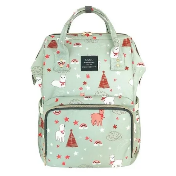 Land Diaper Backpack Bag - Green with Animals - AmyandRose