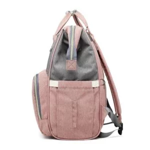 Pink and Grey Diaper Bag Backpack Side