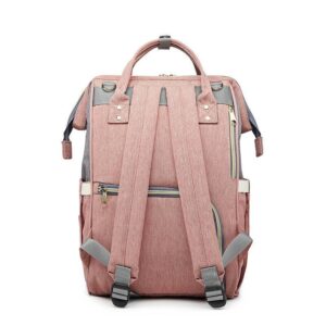 Pink and Grey Diaper Bag Backpack Back