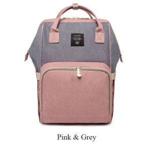 Lequeen Diaper Bag Backpack Pink Gray