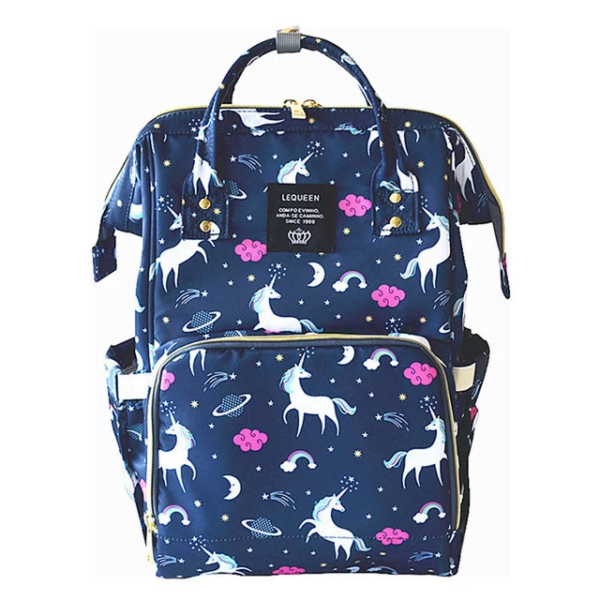 Lequeen Diaper Bag Backpack Blue Unicorn