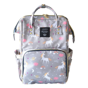 Lequeen Diaper Bag Backpack Gray Unicorn