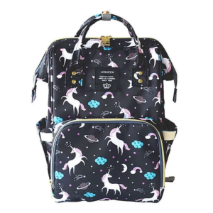 Lequeen Diaper Bag Backpack Black Unicorn