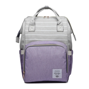 Lequeen Diaper Bag Backpack Grey Purple