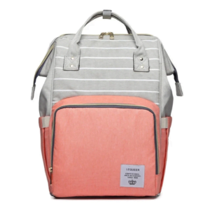 Lequeen Diaper Bag Backpack Grey Peach
