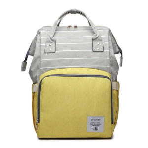 Lequeen Diaper Bag Backpack Grey Yellow