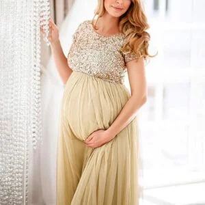 Gold Sequin Maternity Dress