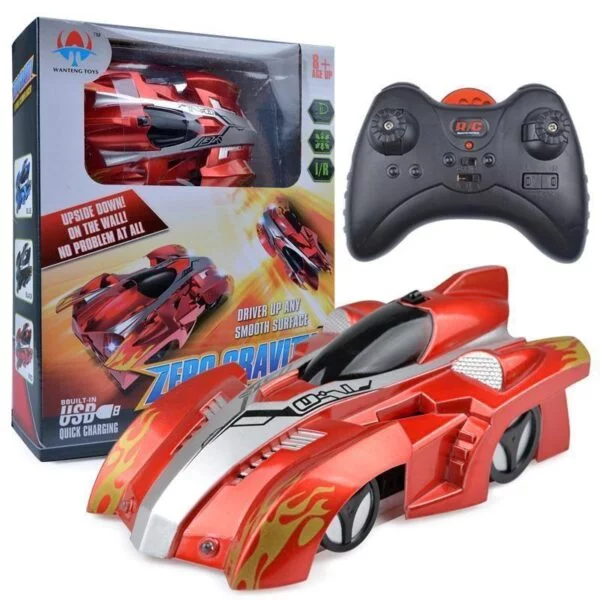 AmyandRose Zero Gravity Wall Climbing RC Car with USB Charging Red