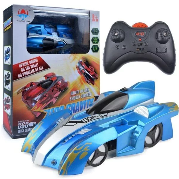 AmyandRose Zero Gravity Wall Climbing RC Car with USB Charging Blue