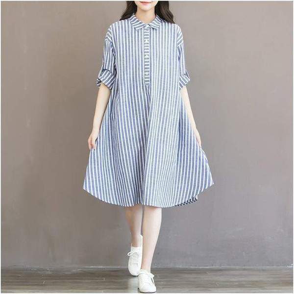 Casual Maternity Dresses - AmyandRose stripes pregnancy dress