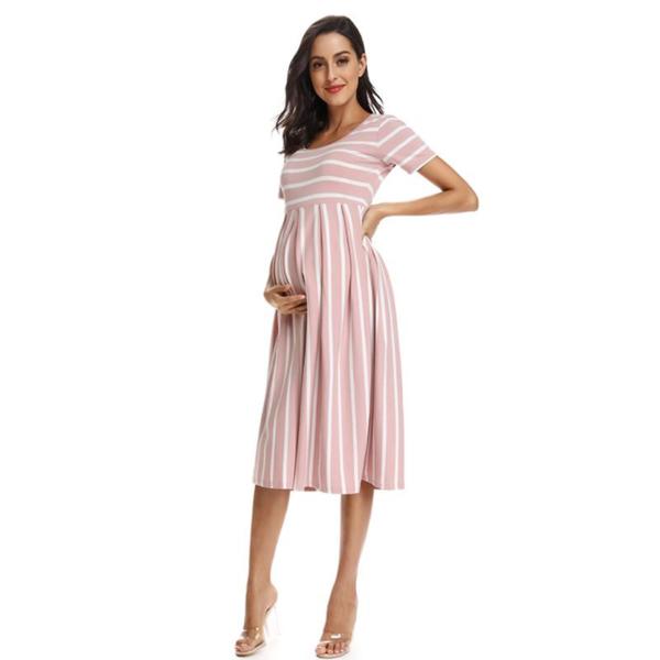 Casual Maternity Dresses - AmyandRose striped pregnancy dress