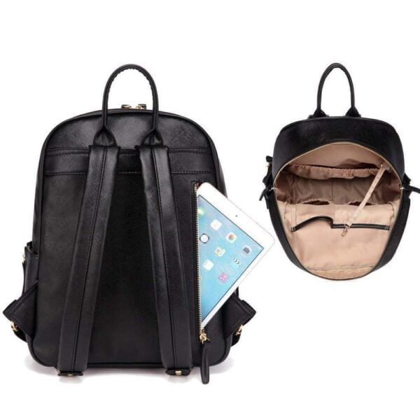 Janet Leather Diaper Backpack Bag Back Pocket