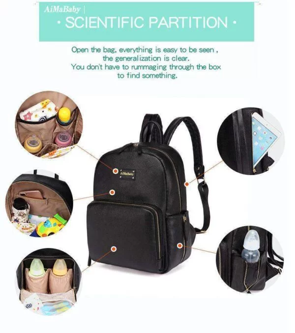 Janet Leather Diaper Backpack Bag Features