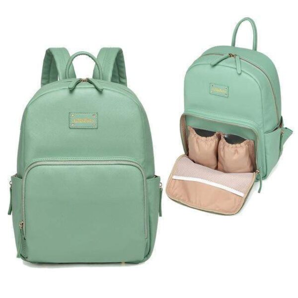 Janet Leather Diaper Backpack Bag Green
