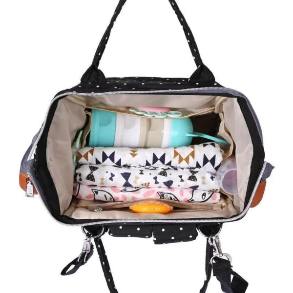 Polka Dot Waterproof Diaper Backpack Bag Open