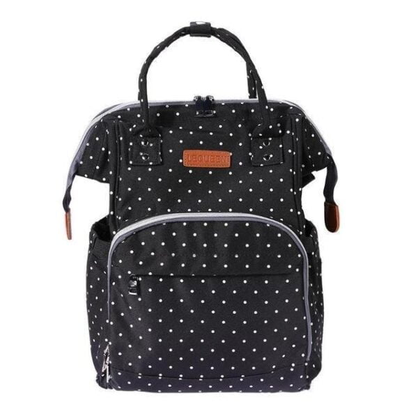 Polka Dot Waterproof Diaper Bag Backpack Black