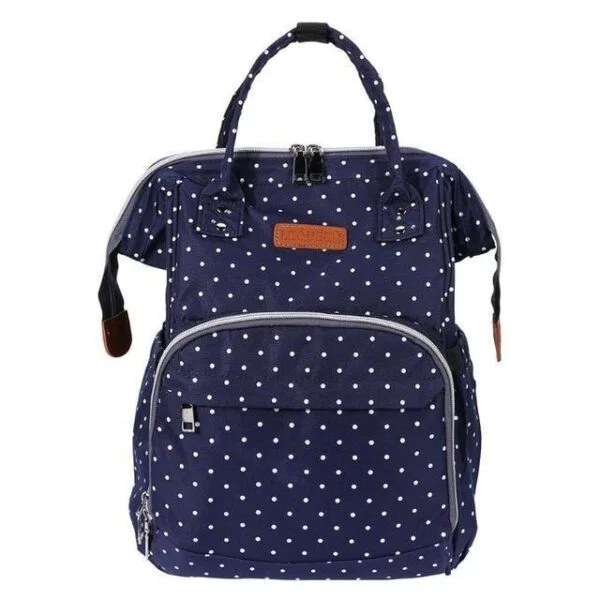 Polka Dot Waterproof Diaper Bag Backpack Blue