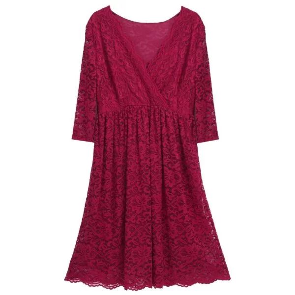 Floral Cocktail Party Maternity Dress Burgundy