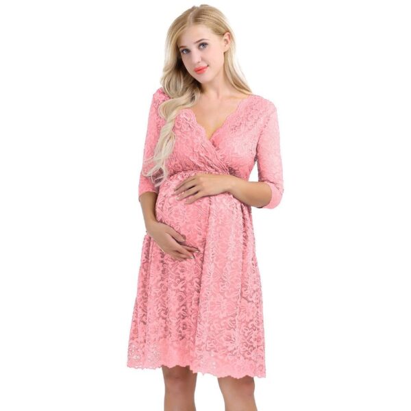 Cocktail Party Maternity Dress Pink Front