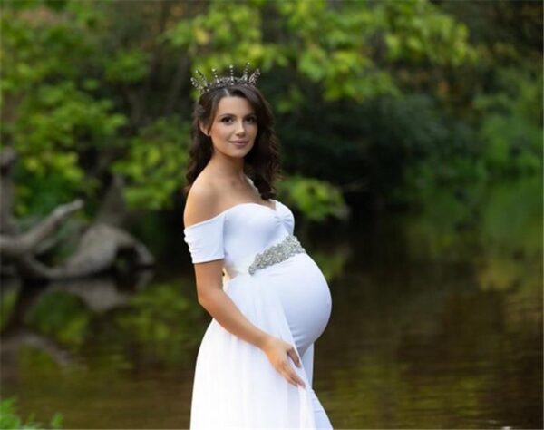 White Maternity Dress with Cape Pregnant