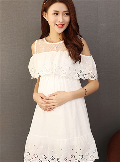White Off Shoulder Maternity Dresses