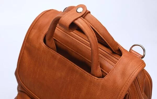 Leather Diaper Backpack Top Handle