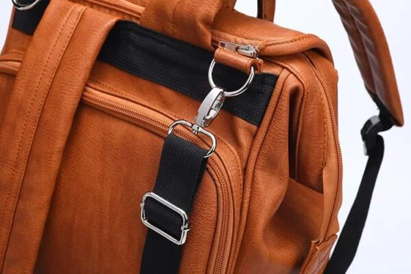 Leather Diaper Backpack Detail