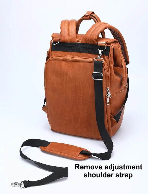Leather Diaper Backpack Adjustable Strap