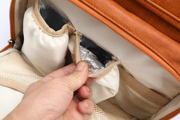 Bottle Pocket Leather Diaper Bag