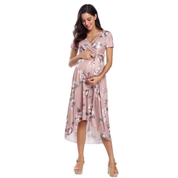 Floral Maternity Dress Peach