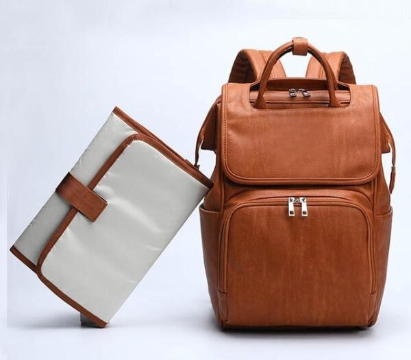 Leather Diaper Bag Brown