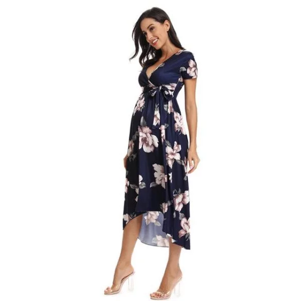 Floral Fitted Maternity Dress Blue