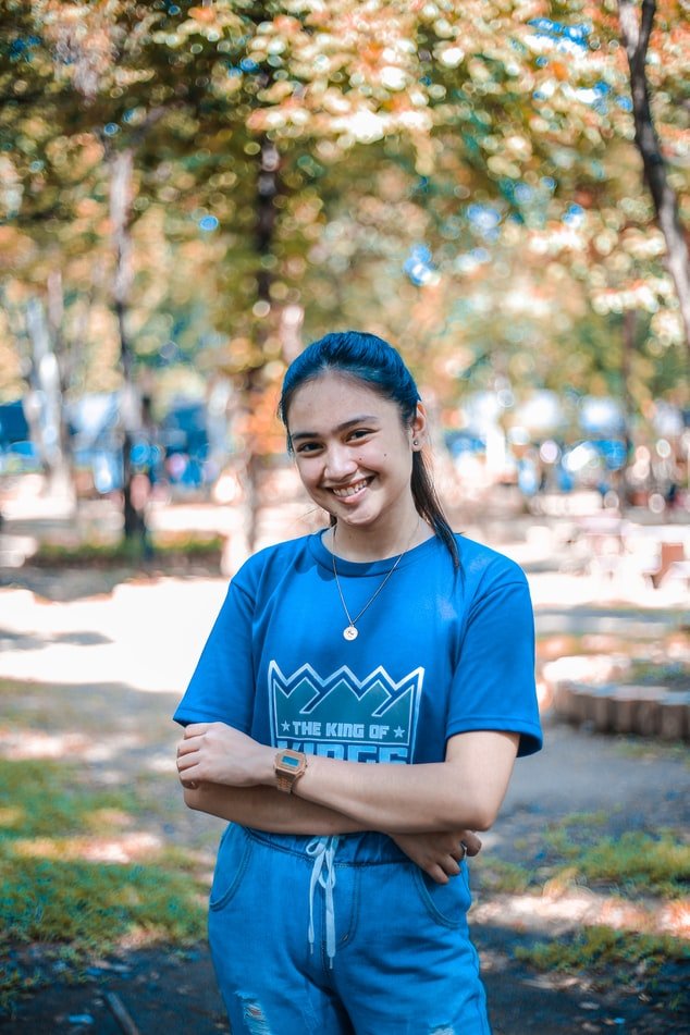 Happy Girl in Blue T-shirt