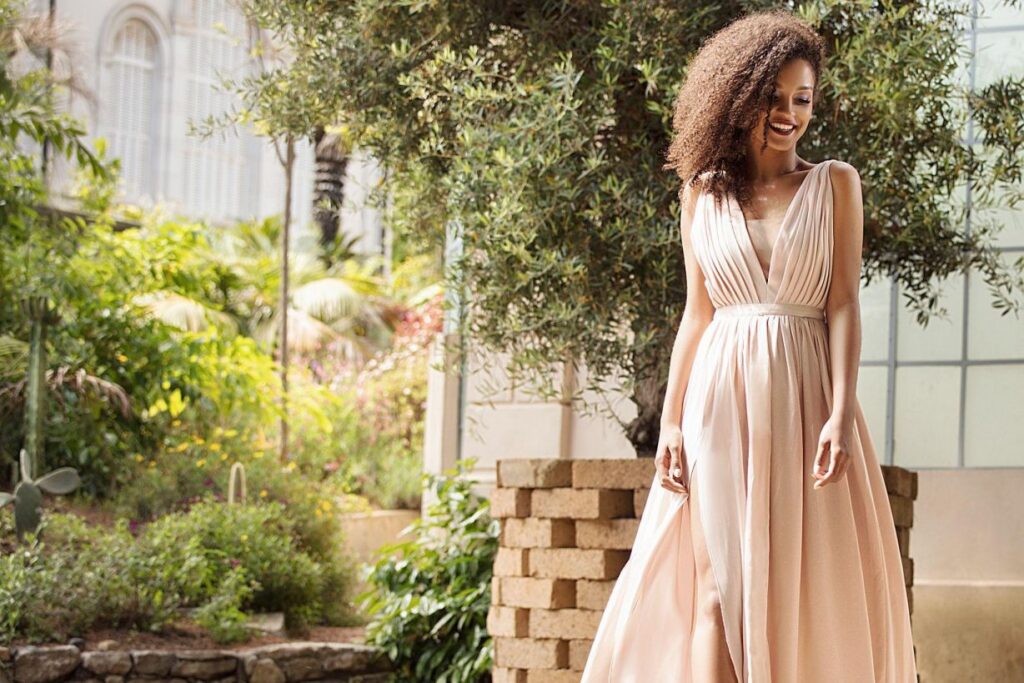 Smiling Young Woman Wearing Maxi Dress